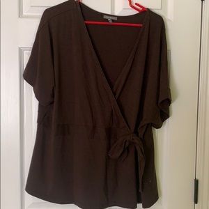 Brown v neck blouse